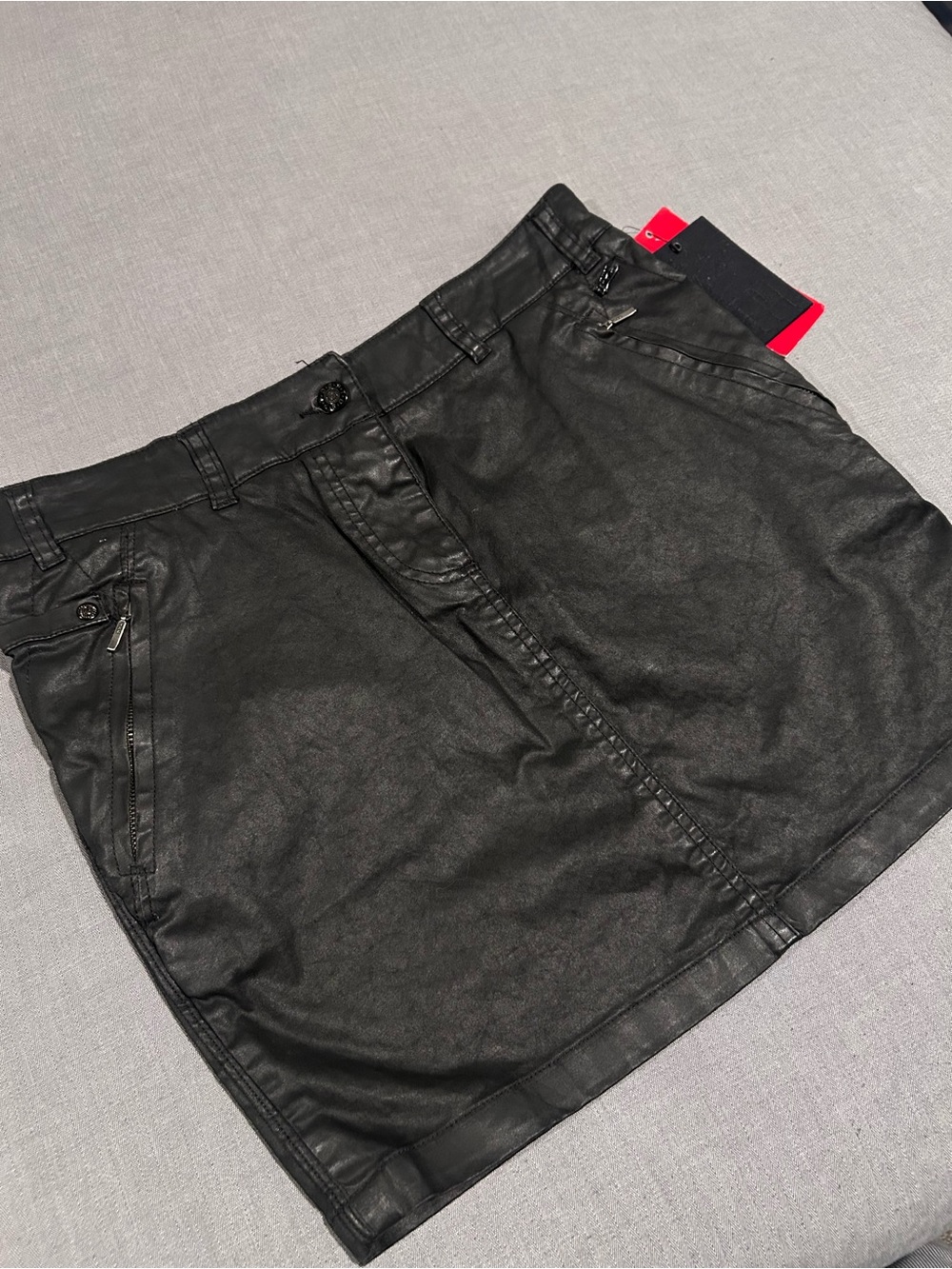 Black Faux Leather Mini Skirt - Women